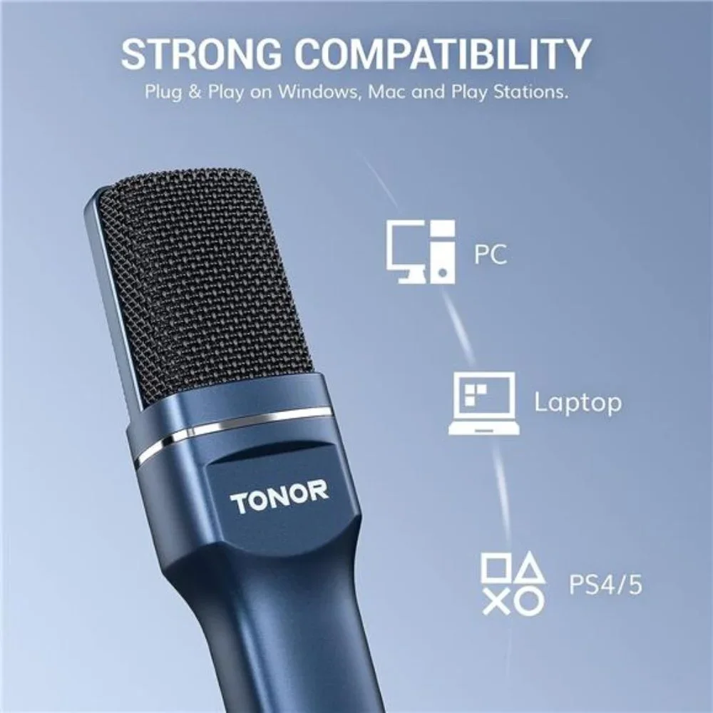 USB Microphone, Computer Cardioid Condenser PC Gaming Mic with Tripod Stand